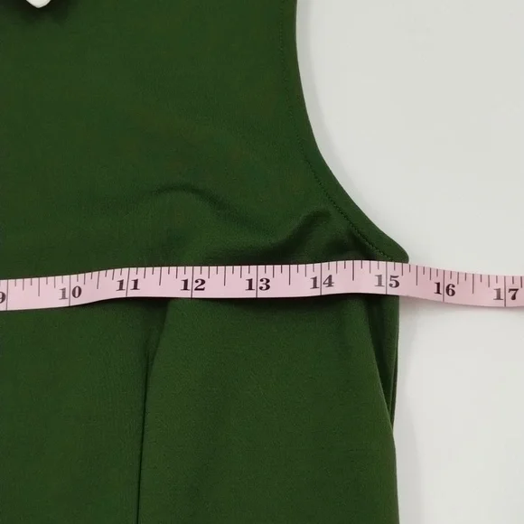Lili Wang for Lilies Closet Womens Dress 10 Anthro Green Sleeveless Pin Tuck - Picture 6 of 11